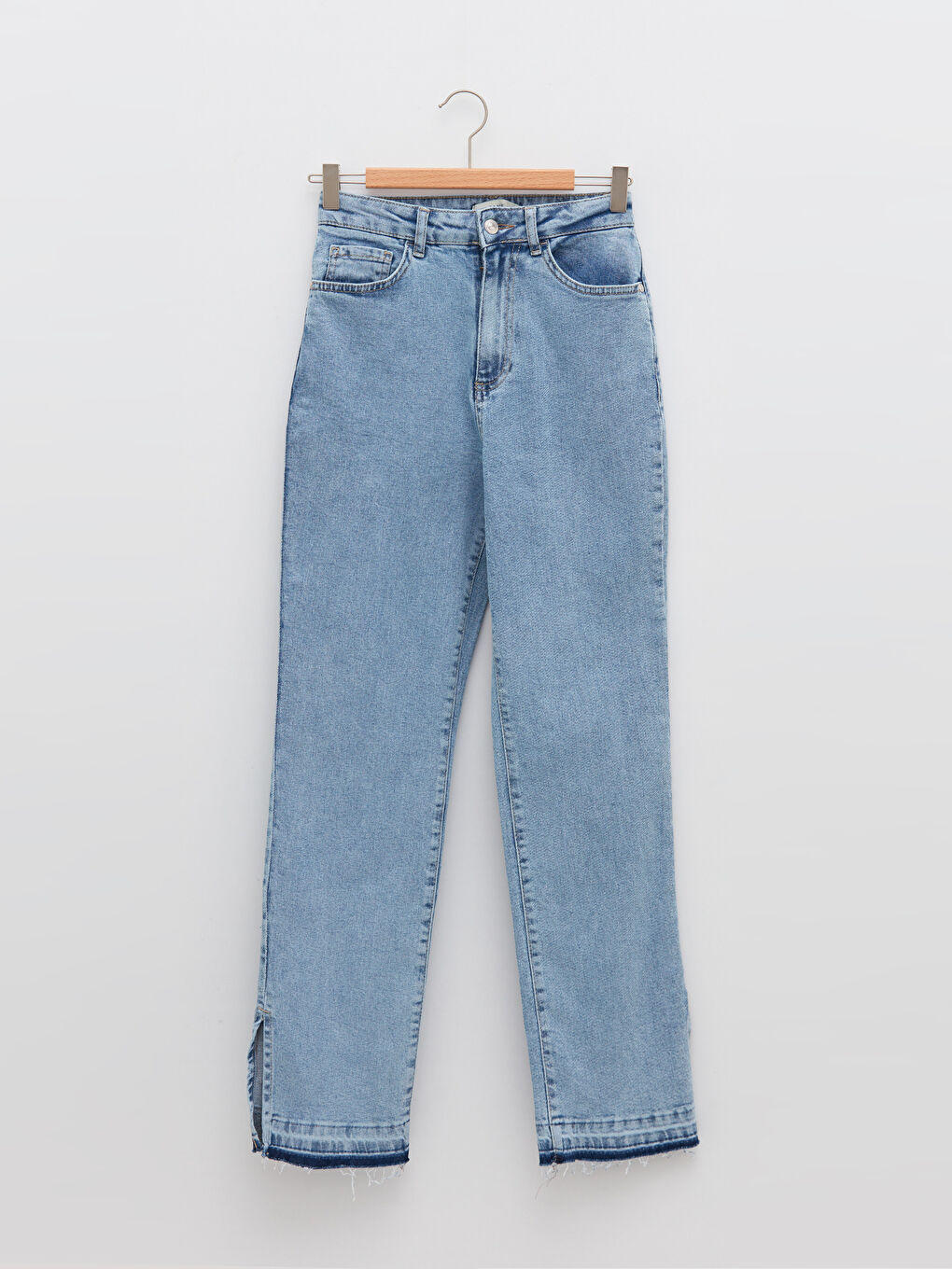 İndigo Yüksek Bel Standart Fit Cep Detaylı Kadın Rodeo Jean Pantolon-5