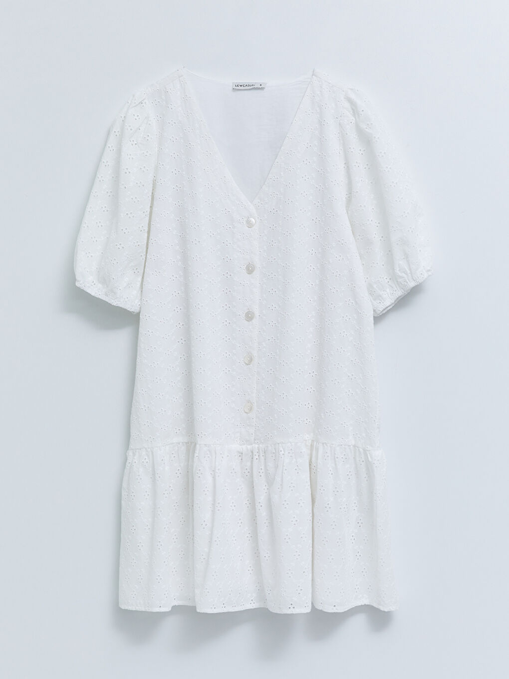 V-Neck Patterned Cotton Women's Dress-5