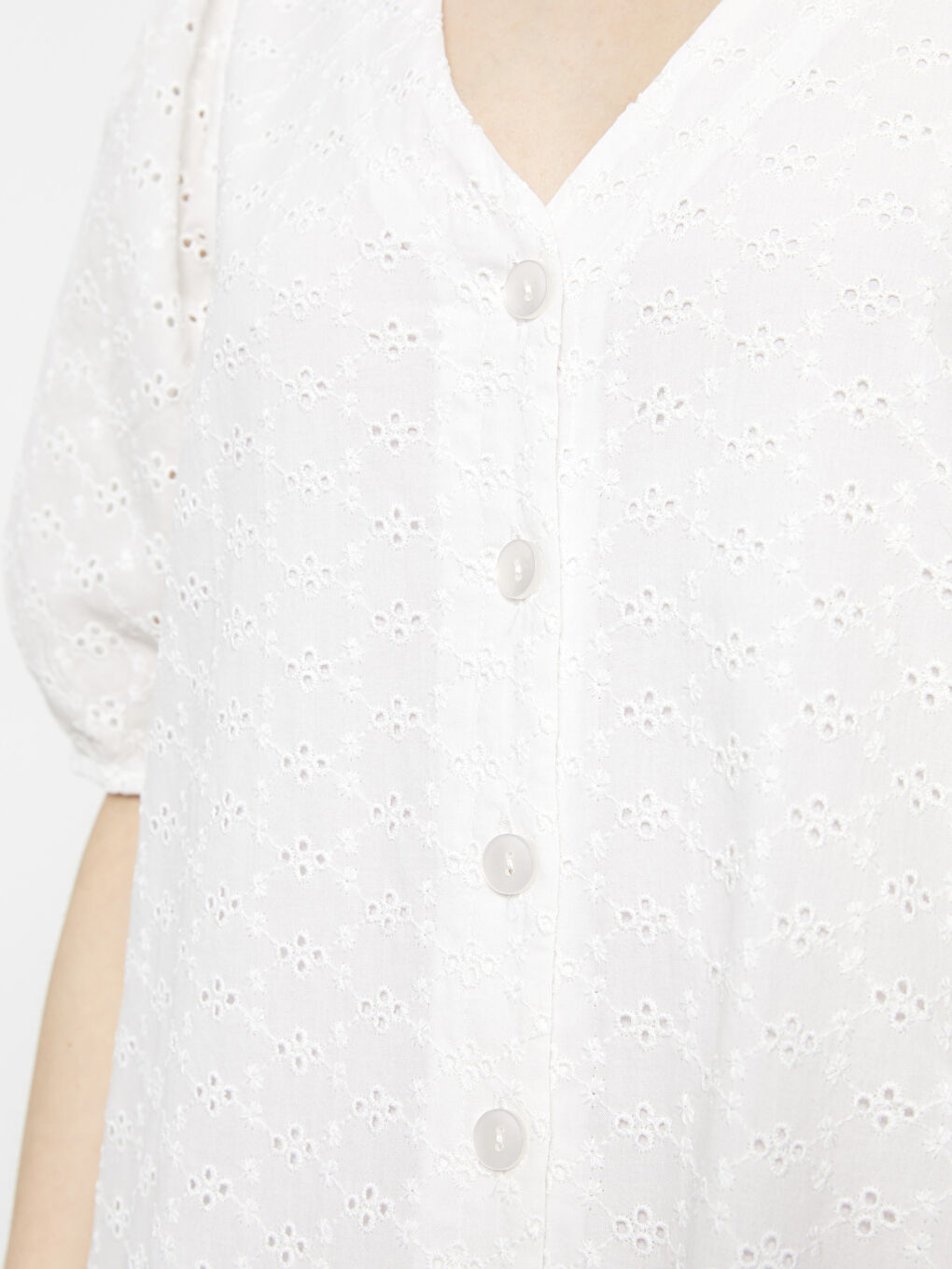 V-Neck Patterned Cotton Women's Dress-3