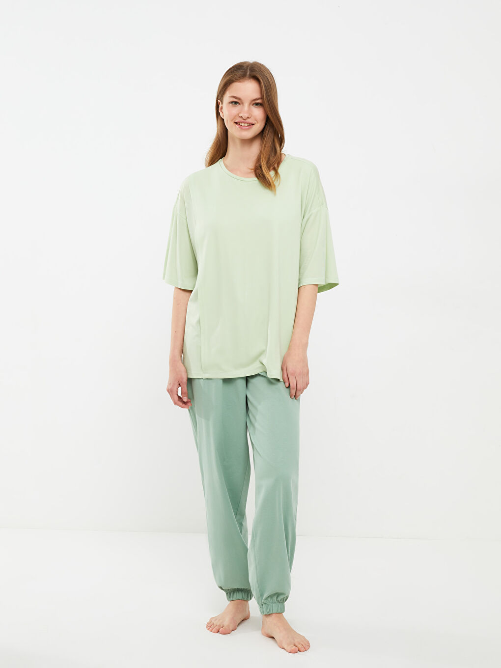 Crew Neck Regular Short Sleeve Women's Pajama Top -S2EO70Z8-FZ3