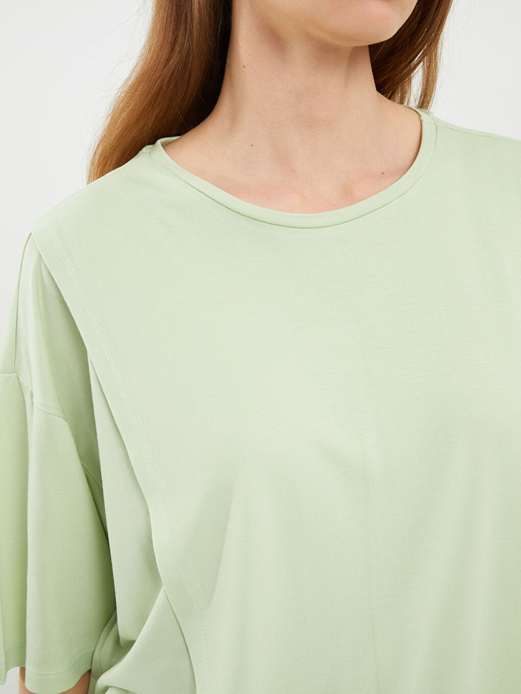 Crew Neck Regular Short Sleeve Women's Pajama Top -S2EO70Z8-FZ3