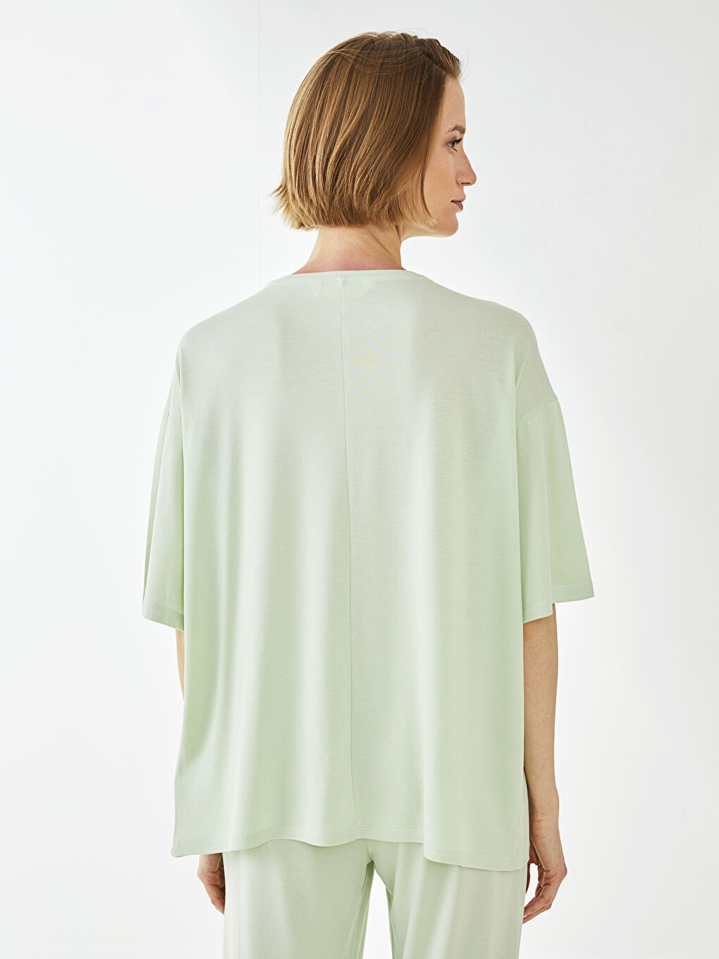 Crew Neck Regular Short Sleeve Women's Pajama Top -S2EO70Z8-FZ3