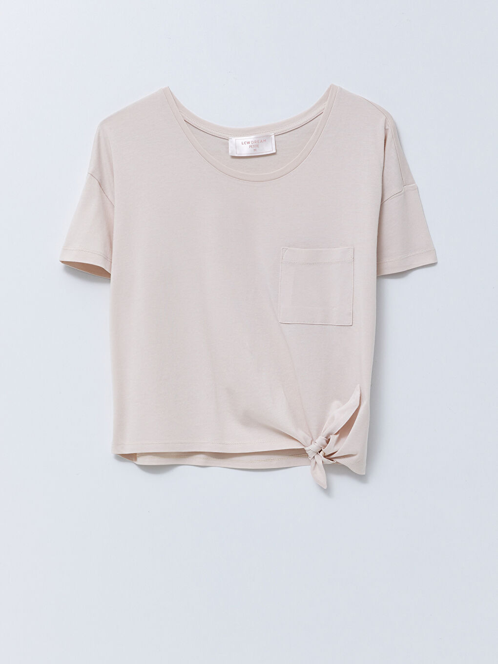 Bej Bisiklet Yaka Düz Kısa Kollu Kadın Pijama Takım-6