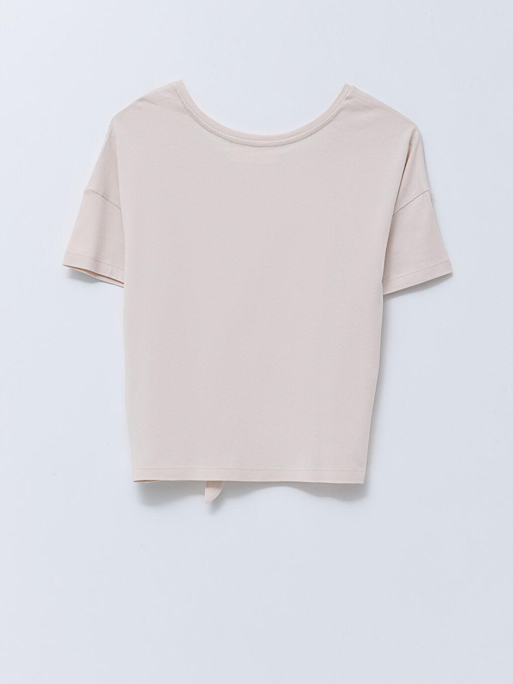 Bej Bisiklet Yaka Düz Kısa Kollu Kadın Pijama Takım-7