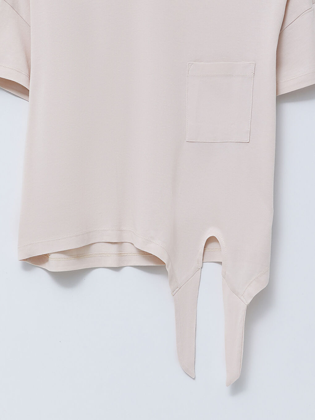 Bej Bisiklet Yaka Düz Kısa Kollu Kadın Pijama Takım-10