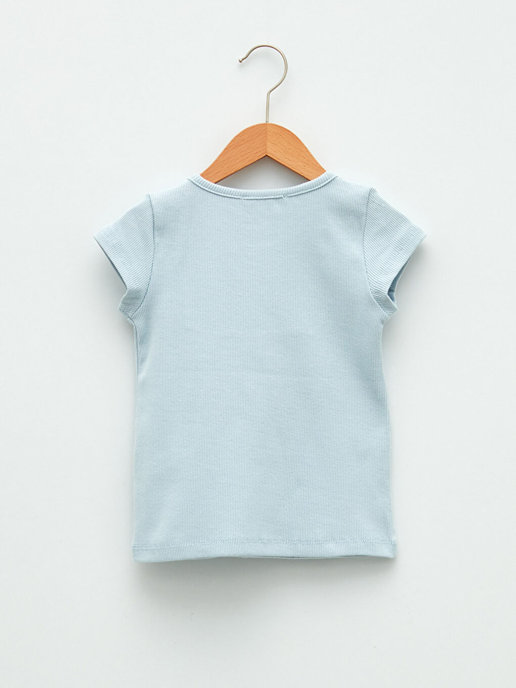Mavi Bisiklet Yaka Fisto Detaylı Kısa Kollu Pamuklu Kız Bebek Tişört-1