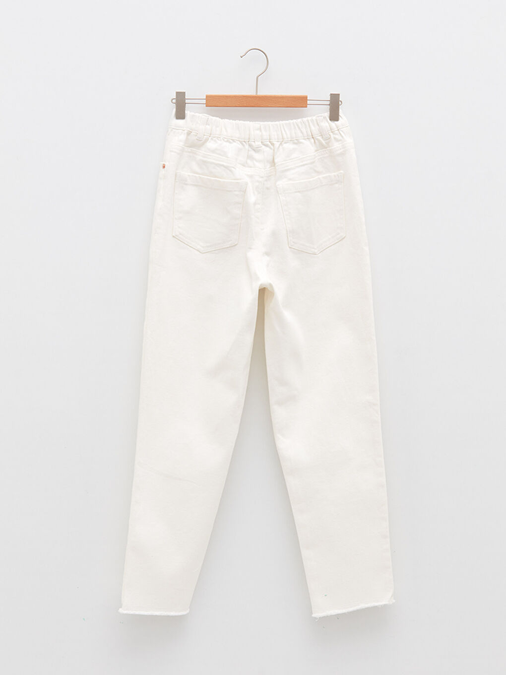 Ekru Beli Lastikli Basic Gabardin Kız Çocuk Pantolon-2