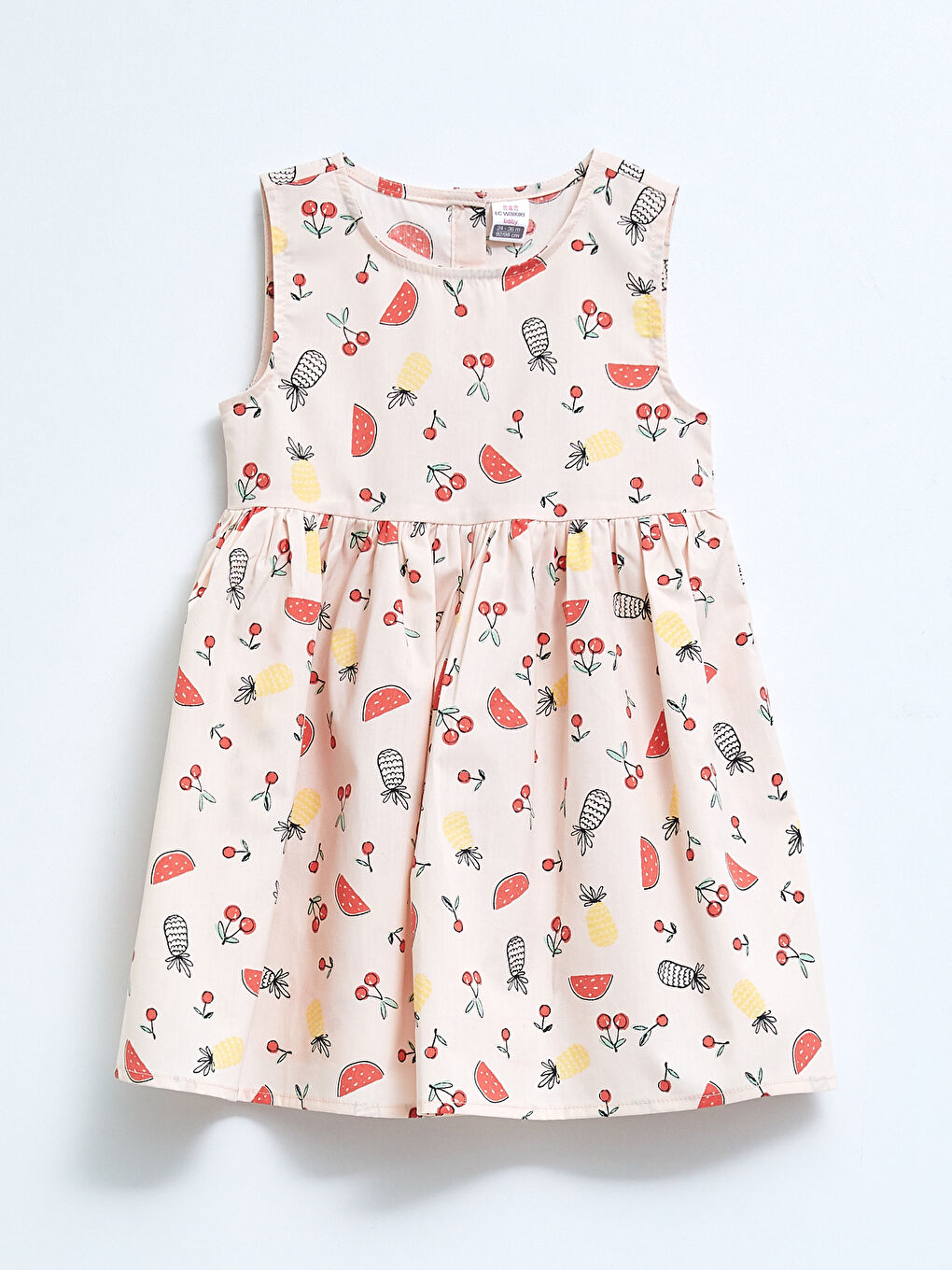 Pembe Bisiklet Yaka Baskılı Kız Bebek Elbise