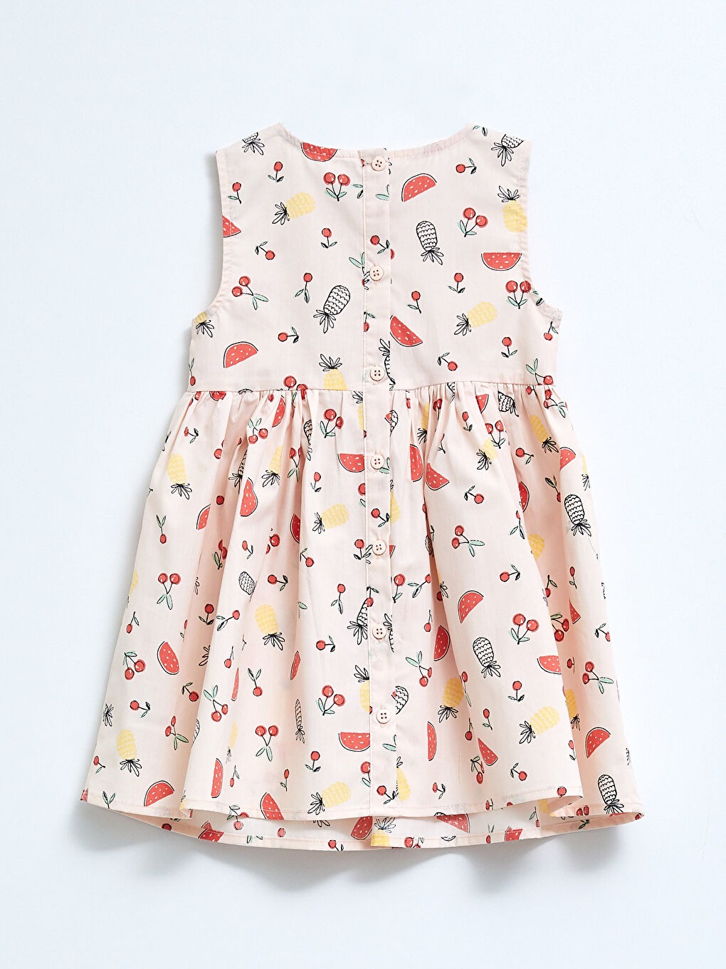 Pembe Bisiklet Yaka Baskılı Kız Bebek Elbise-1