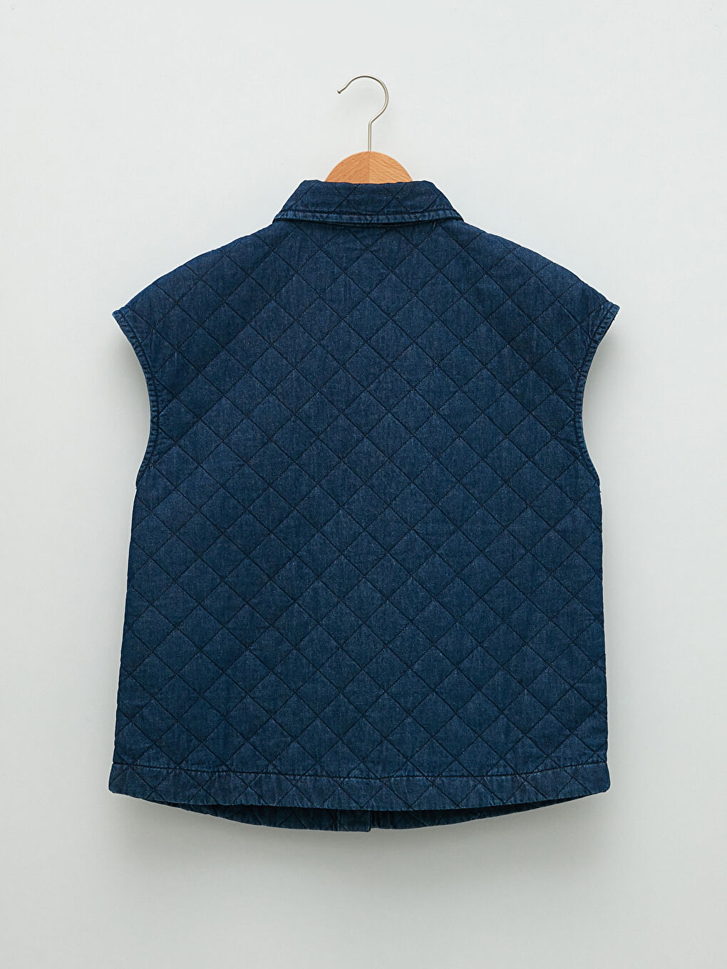 Shirt Collar Quilted Patterned Women's Rodeo Jean Vest-6