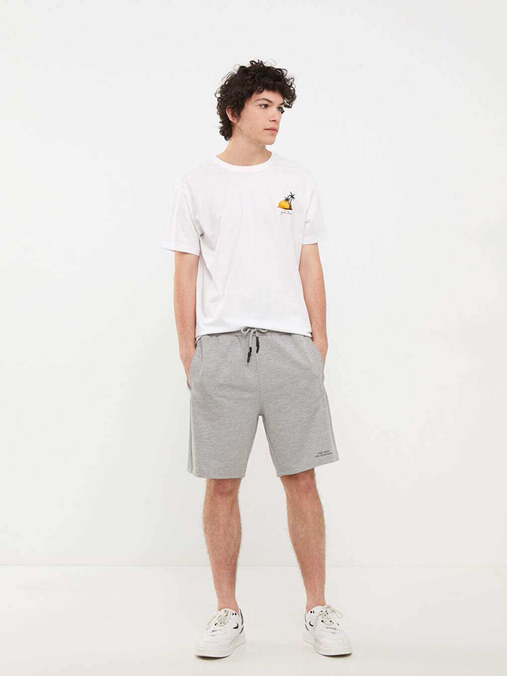 Gri Standart Kalıp Erkek Spor Şort-1