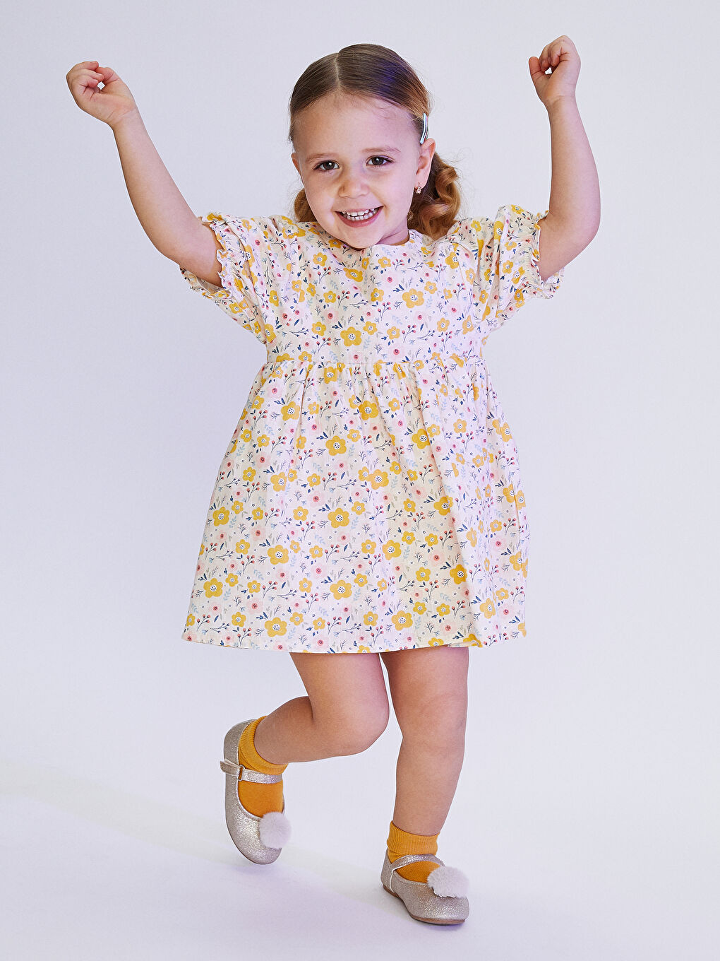 Crew Neck Short Sleeve Cotton Baby Girl Dress