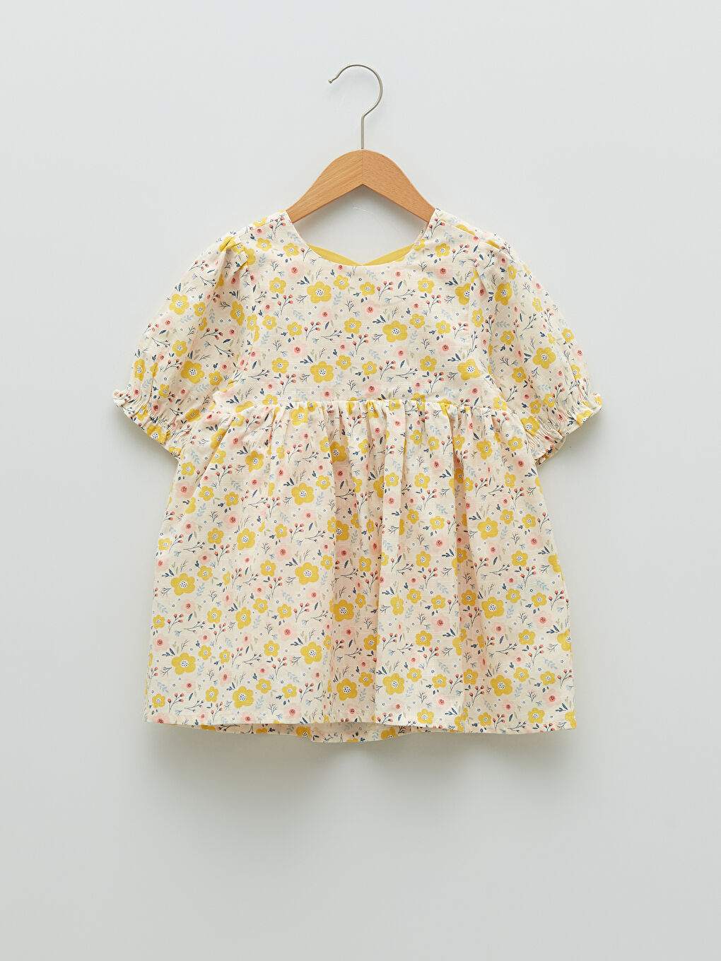 Crew Neck Short Sleeve Cotton Baby Girl Dress-1