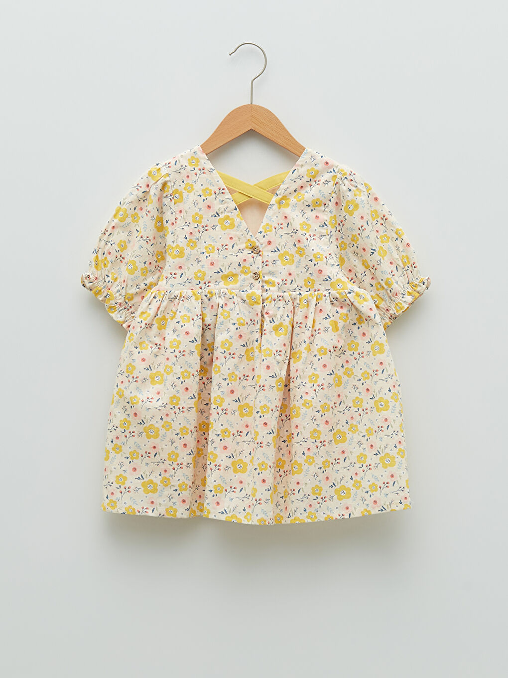 Crew Neck Short Sleeve Cotton Baby Girl Dress-2