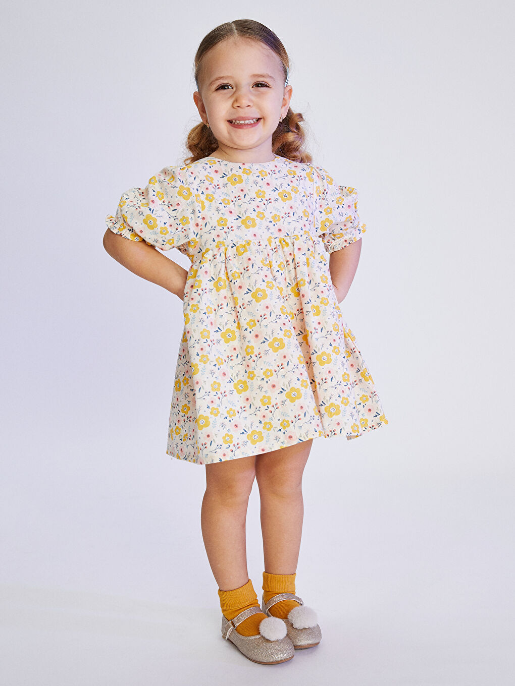 Crew Neck Short Sleeve Cotton Baby Girl Dress-3