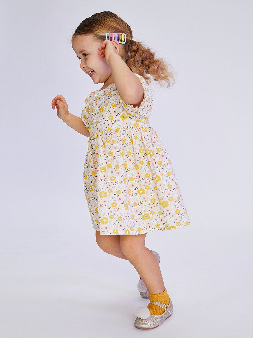 Crew Neck Short Sleeve Cotton Baby Girl Dress-4