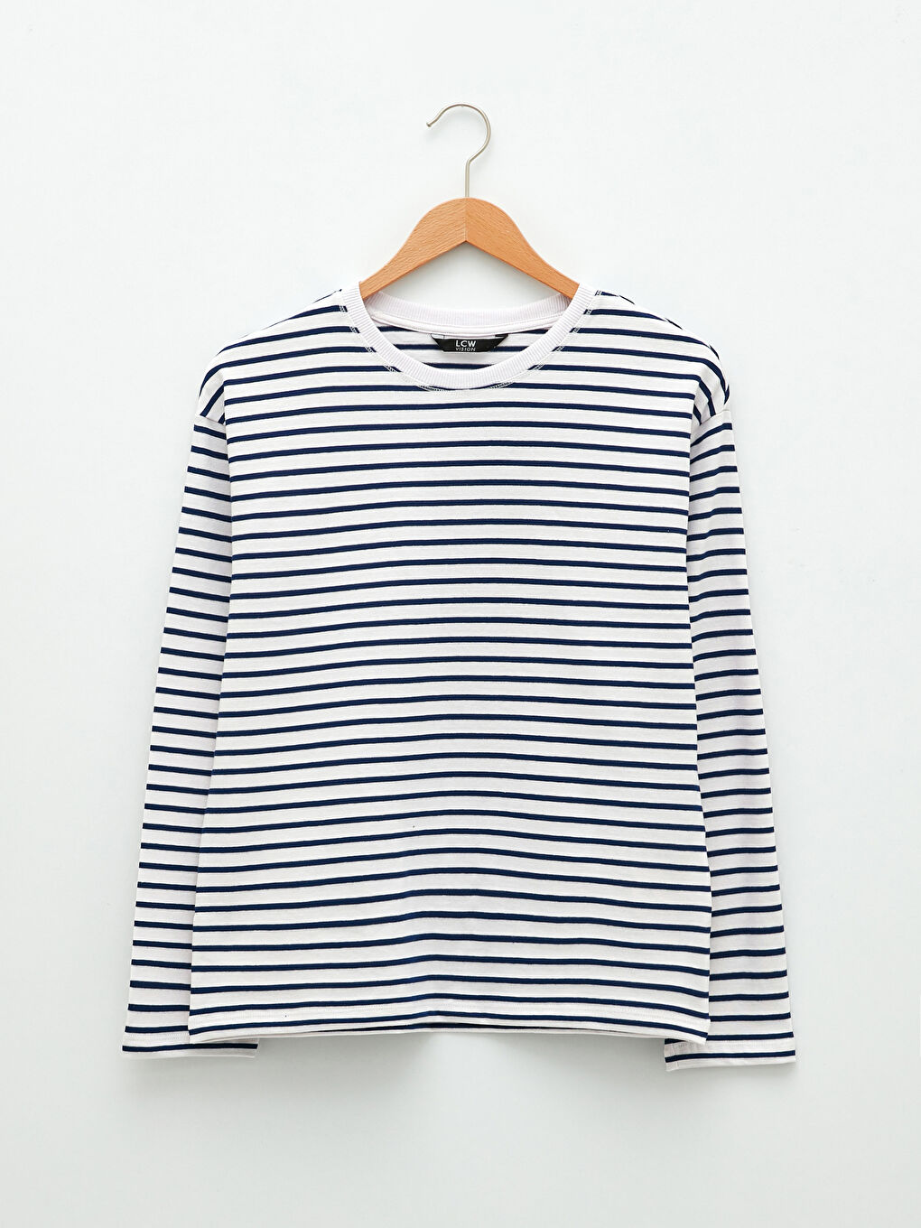 İndigo Bisiklet Yaka Çizgili Uzun Kollu Kadın Tişört-5