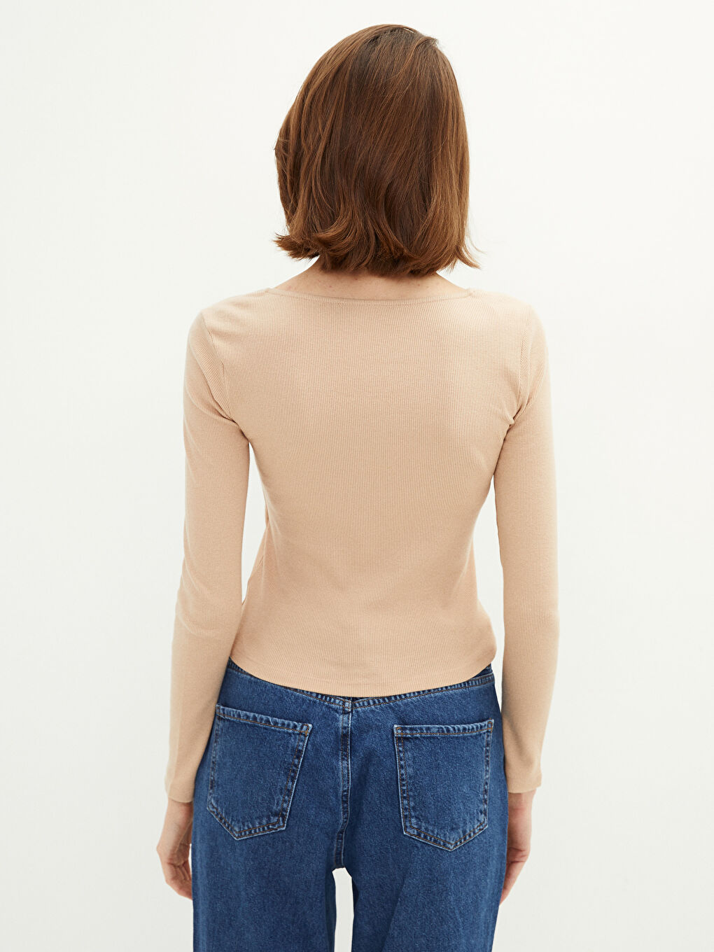 LCW Vision Square Collar Plain Long Sleeve Women's T-Shirt -S2EP70Z8-S25