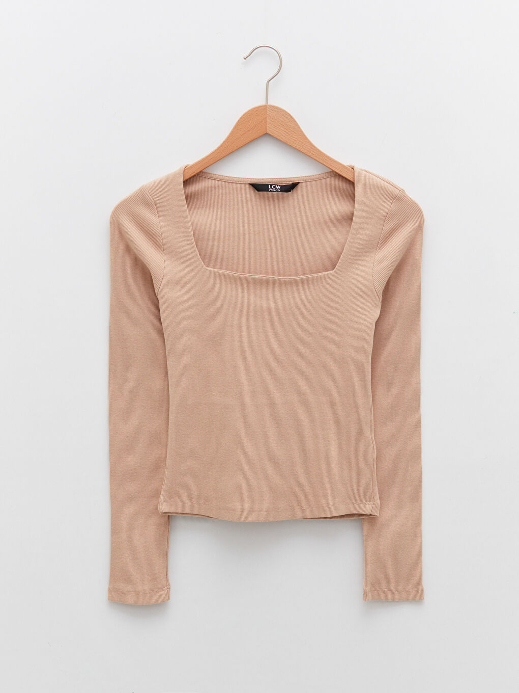 LCW Vision Square Collar Plain Long Sleeve Women's T-Shirt -S2EP70Z8-S25