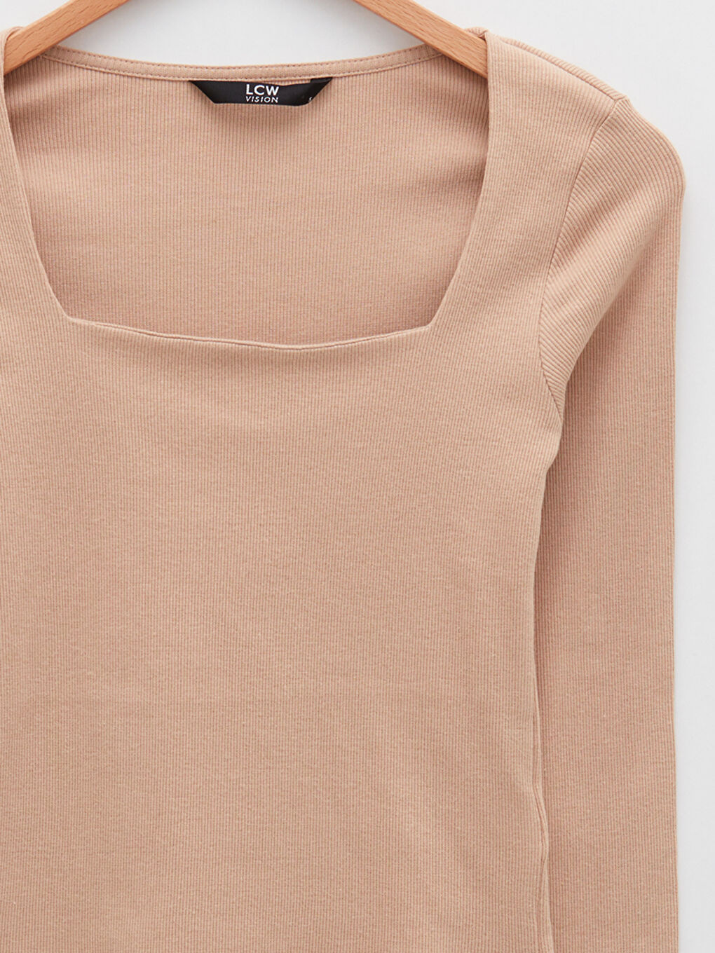 LCW Vision Square Collar Plain Long Sleeve Women's T-Shirt -S2EP70Z8-S25