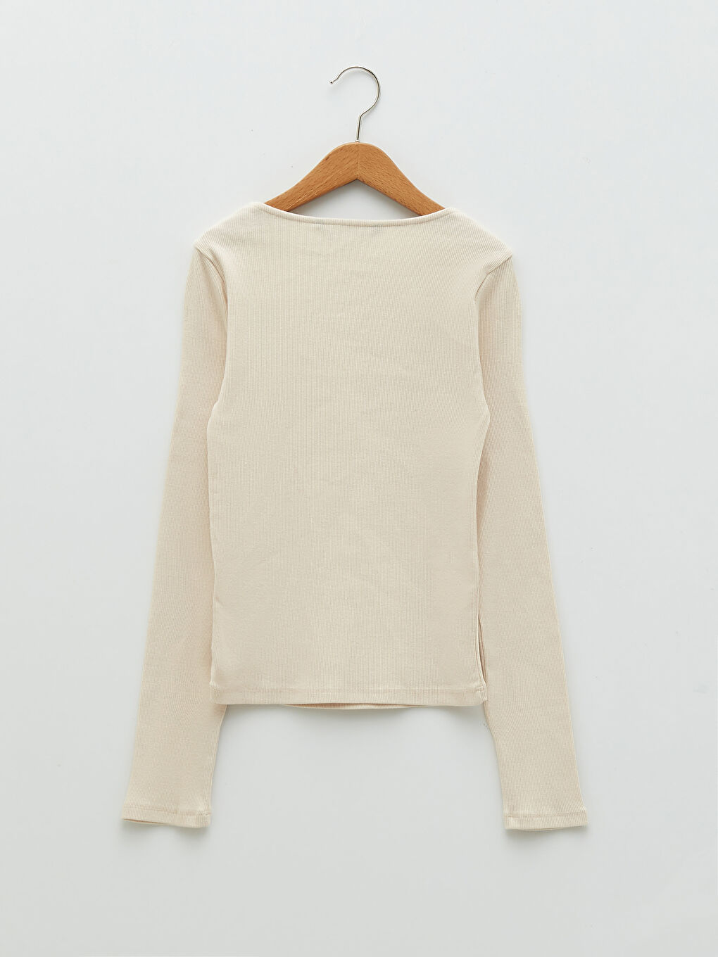 Square Collar Plain Long Sleeve Women's T-Shirt-6