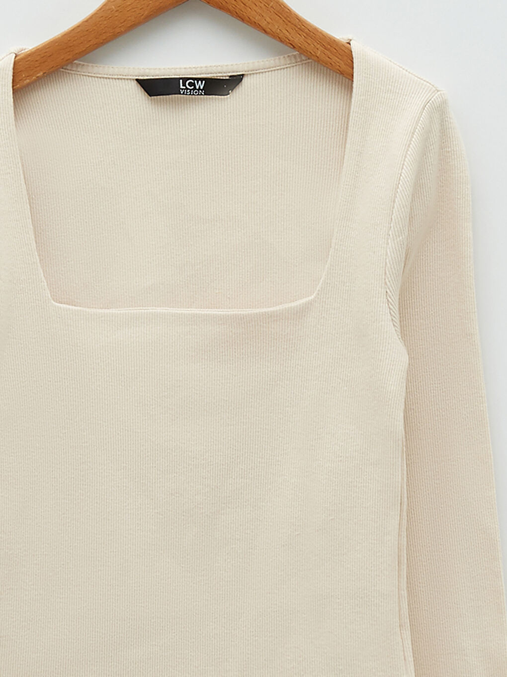 Square Collar Plain Long Sleeve Women's T-Shirt-7