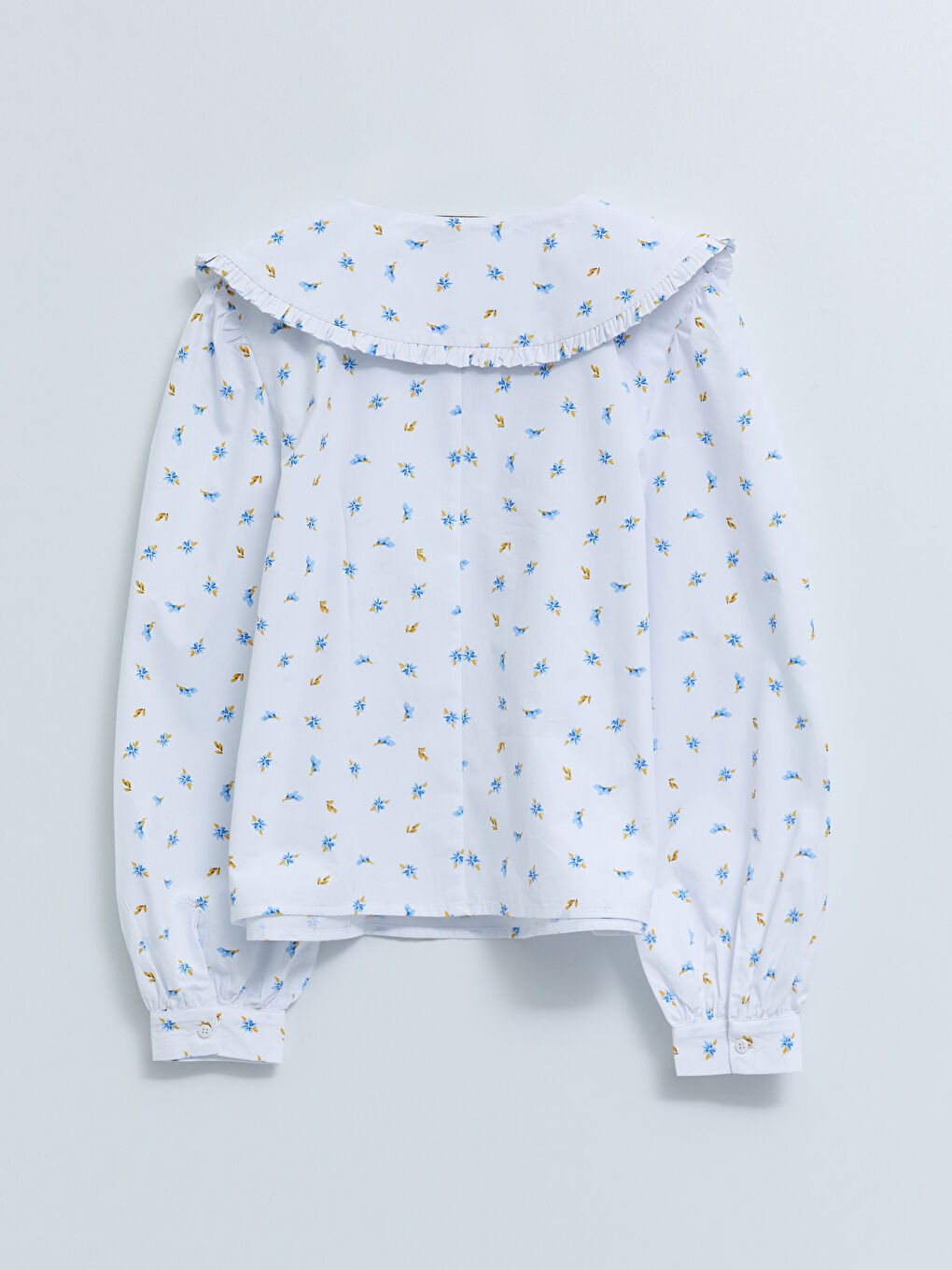 Baby Collar Floral Long Sleeve Cotton Women's Blouse-6