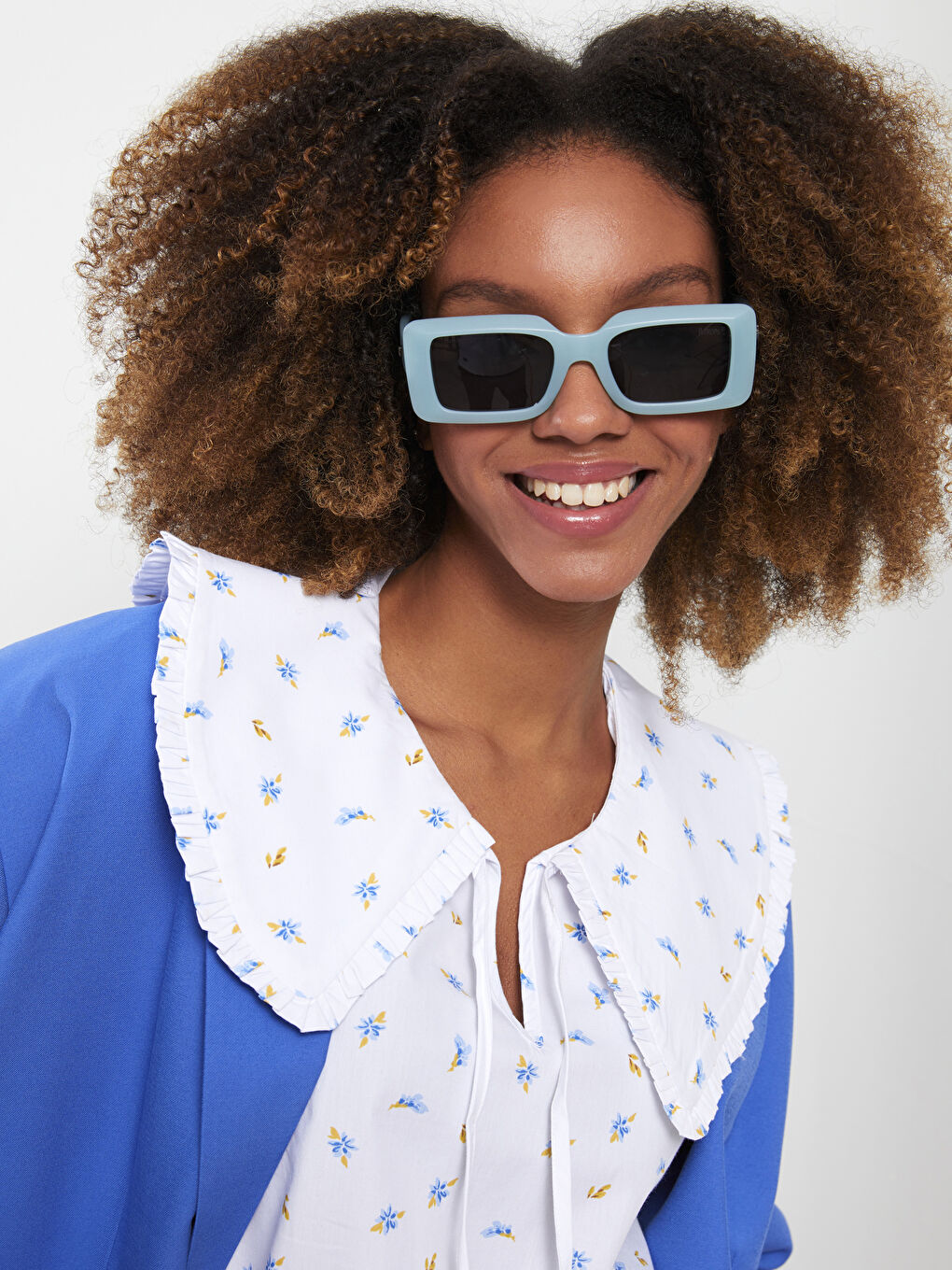 Baby Collar Floral Long Sleeve Cotton Women's Blouse-3