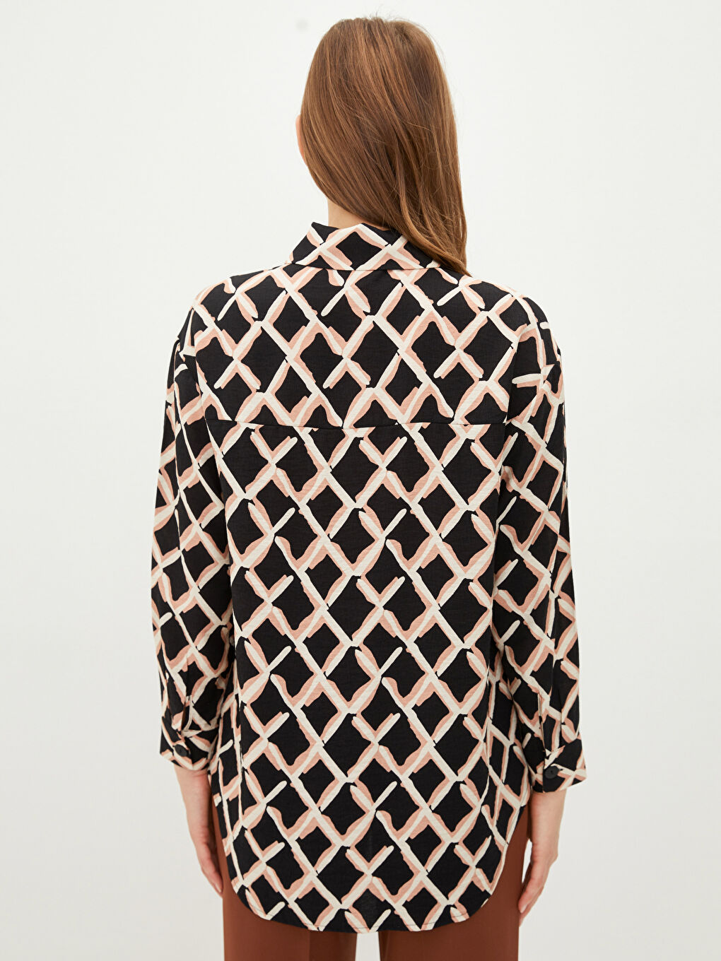 Платье-Рубашка Женское С Длинным Рукавом На Пуговицах С Принтом-4