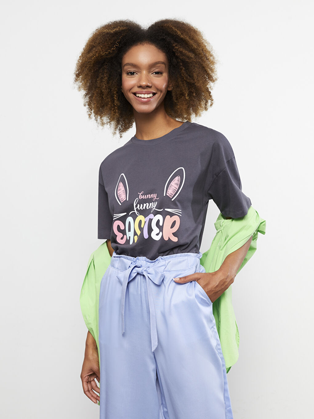 LCW Casual Rundhalsausschnitt Bedrucktes Kurzarm Baumwolle T-Shirt Für Damen Mutter Tochter Kombination -S2EP94Z8-HHY