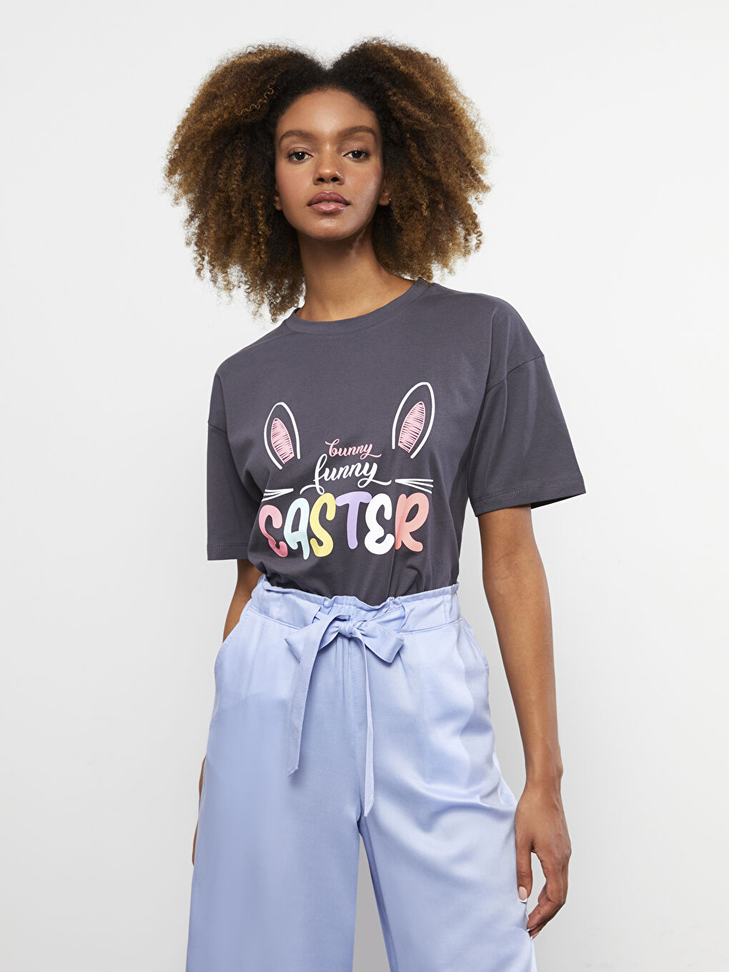 LCW Casual Rundhalsausschnitt Bedrucktes Kurzarm Baumwolle T-Shirt Für Damen Mutter Tochter Kombination -S2EP94Z8-HHY