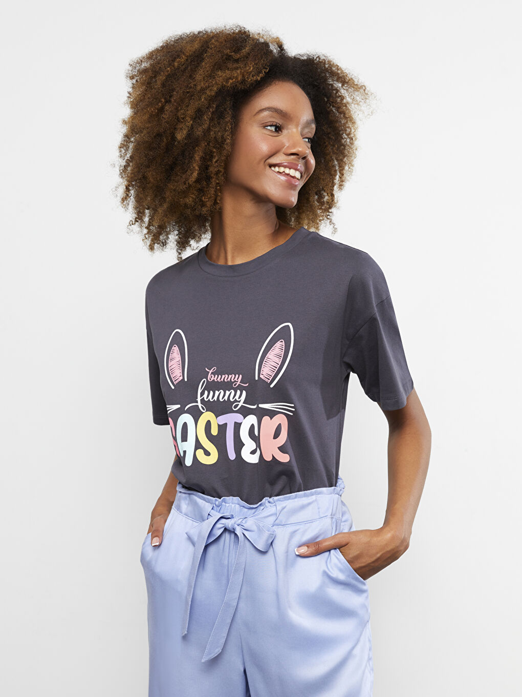 LCW Casual Rundhalsausschnitt Bedrucktes Kurzarm Baumwolle T-Shirt Für Damen Mutter Tochter Kombination -S2EP94Z8-HHY