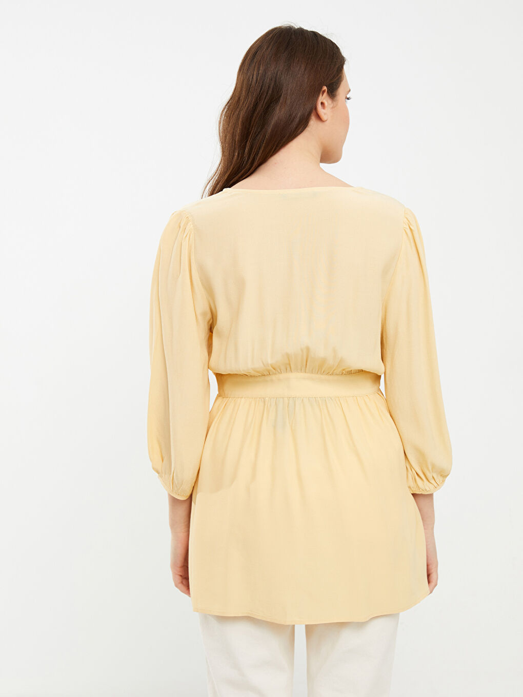 V Neck Straight Long Sleeve Viscose Maternity Tunic -S2EQ06Z8-S4D