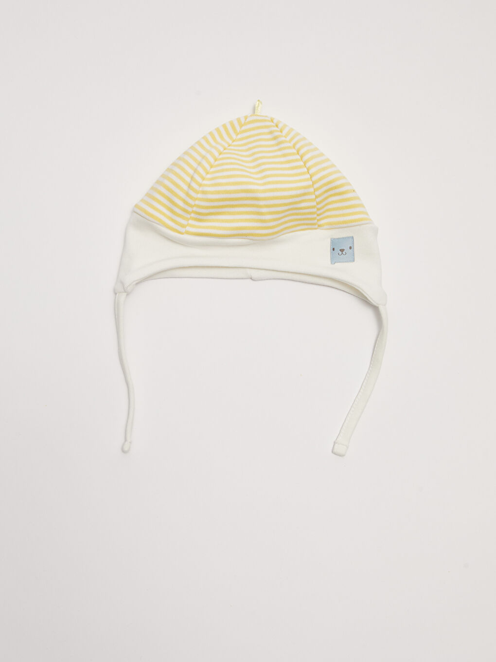 Beyaz Çizgili Pamuklu Erkek Bebek Bere