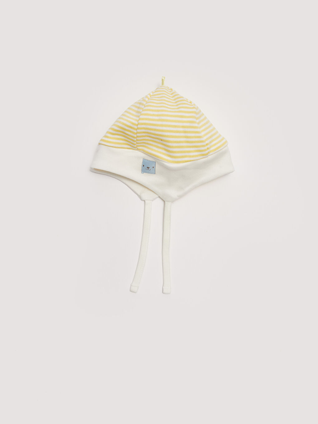 Beyaz Çizgili Pamuklu Erkek Bebek Bere-1