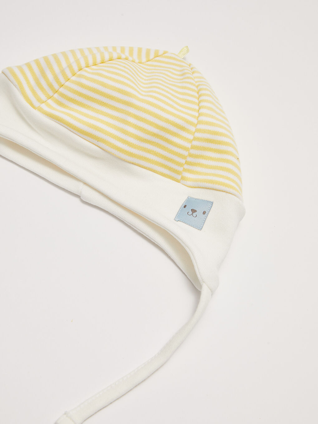 Beyaz Çizgili Pamuklu Erkek Bebek Bere-2