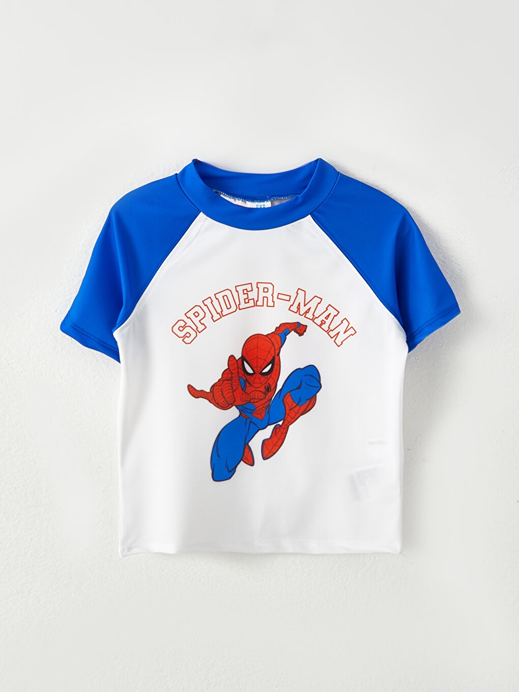 LCW baby Optik Beyaz Bisiklet Yaka Kısa Kollu Spiderman Baskılı Erkek Bebek Yüzme Takım - 1