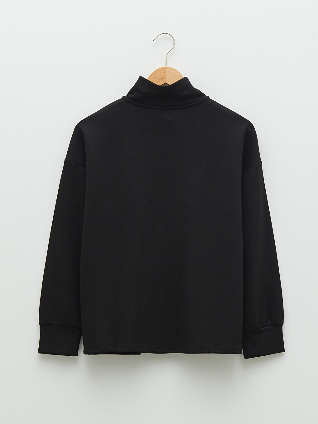 Funnel Neck Plain Long Sleeve Women's Sweatshirt-6