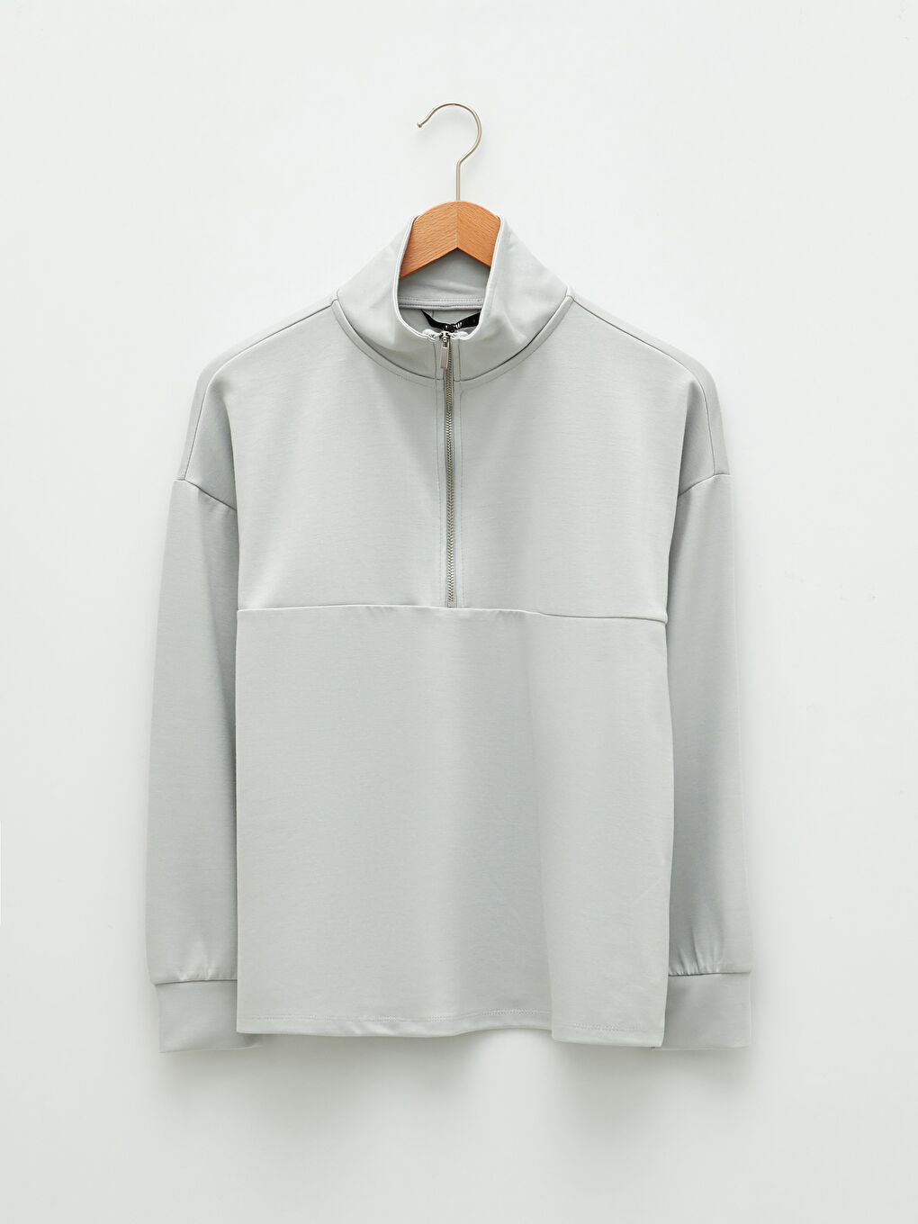 Sweat-shirt à col cheminée uni à manches longues pour Femmes-5