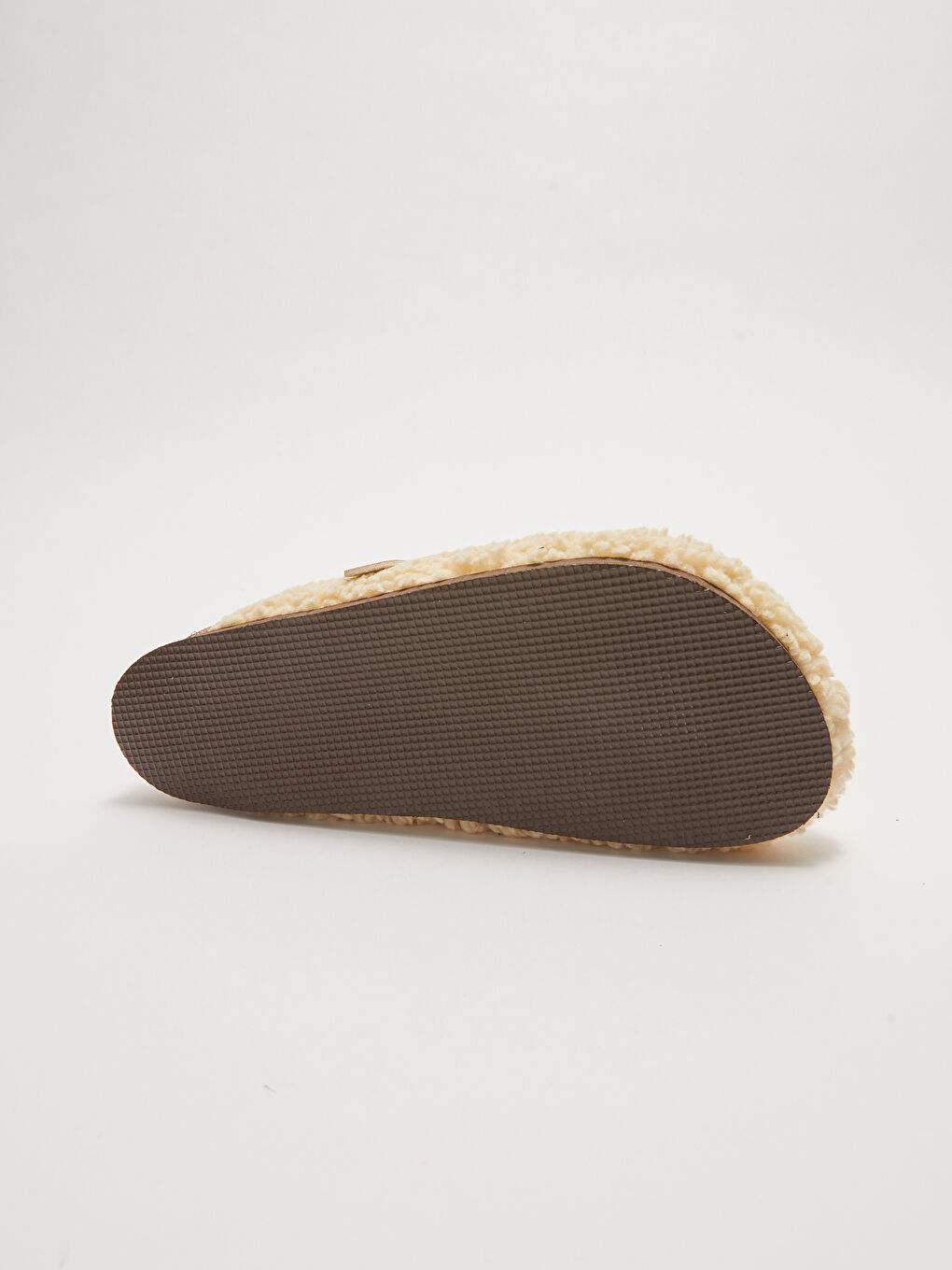 Ekru Toka ve Pelüş Detaylı Kadın Ev Terliği-3