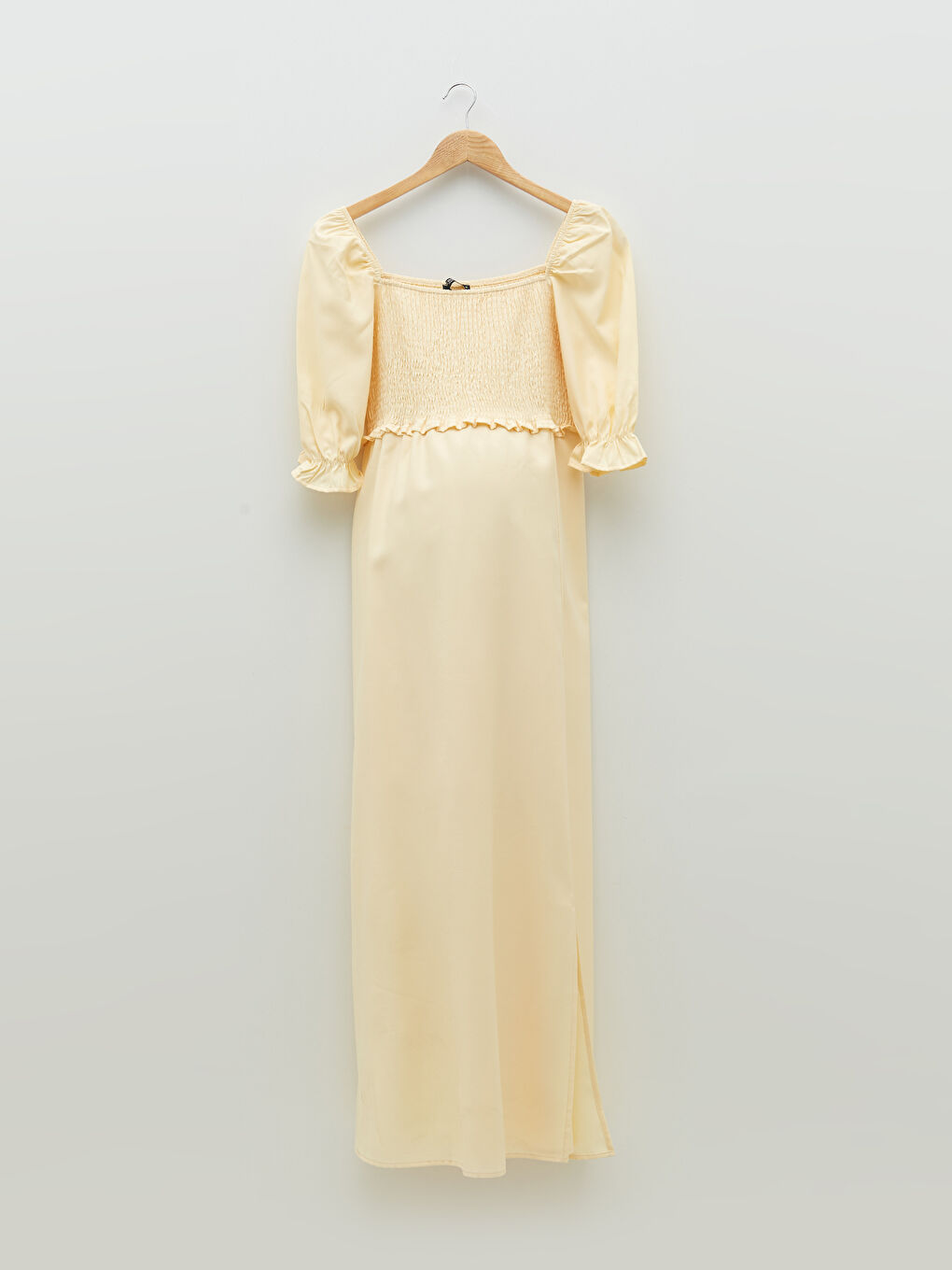 Square Neck Straight Short Sleeve Poplin Maternity Dress-4