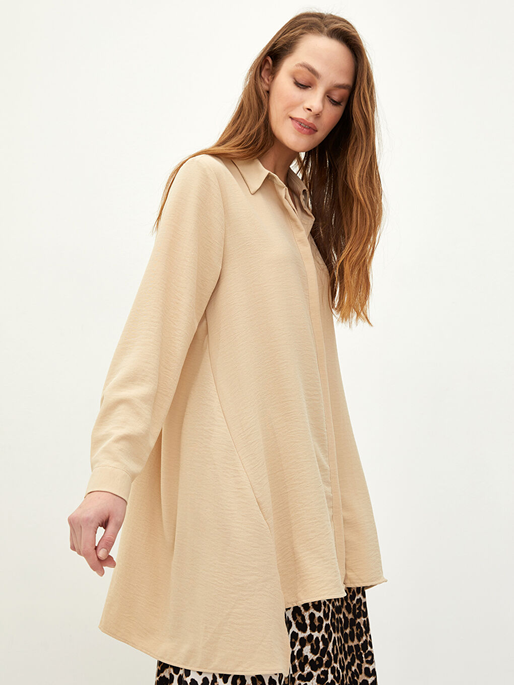 Plain Long Sleeve Women's Shirt Tunic