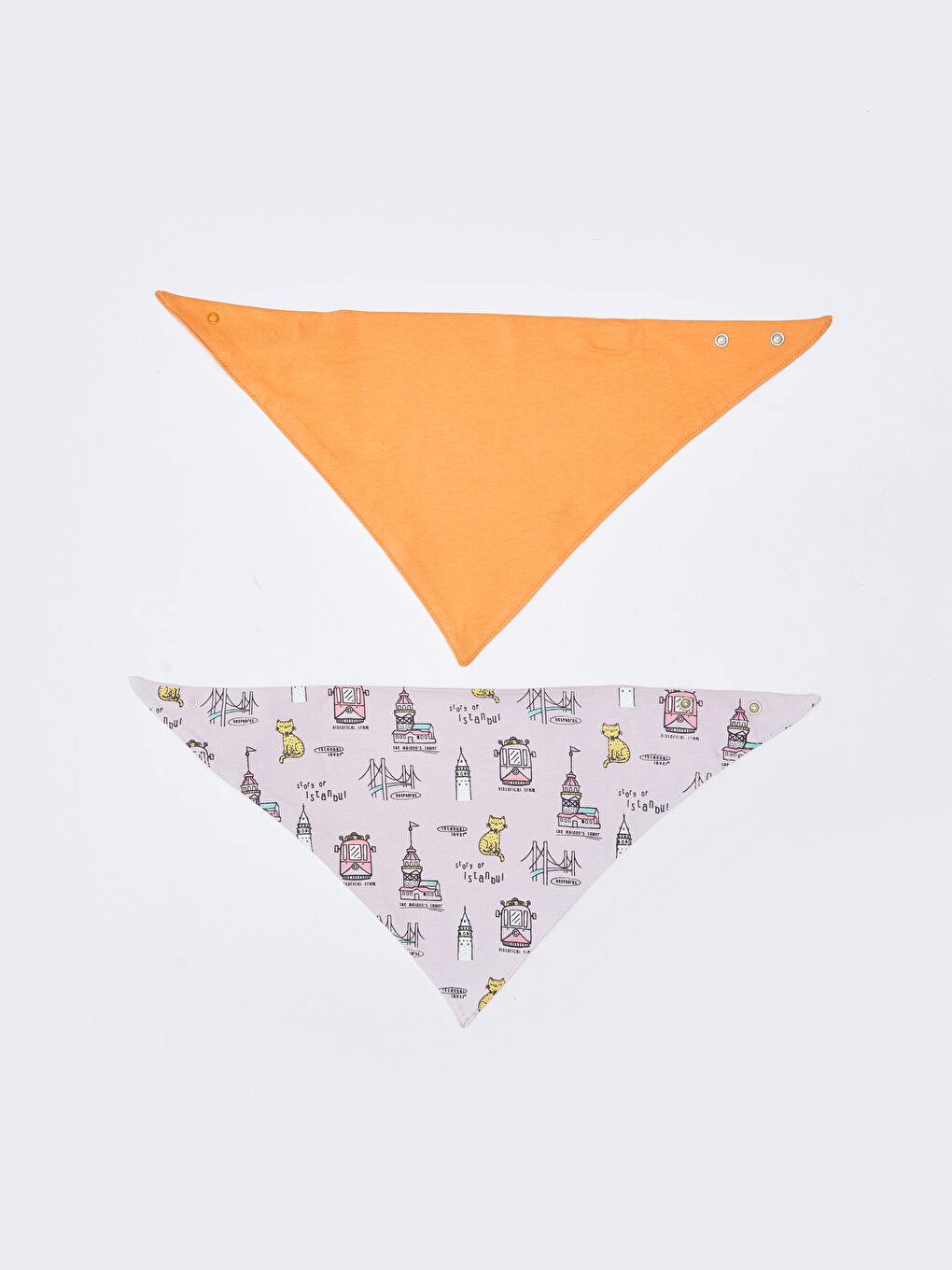 İstanbul Baskılı Kız Bebek Mama Önlüğü 2'li