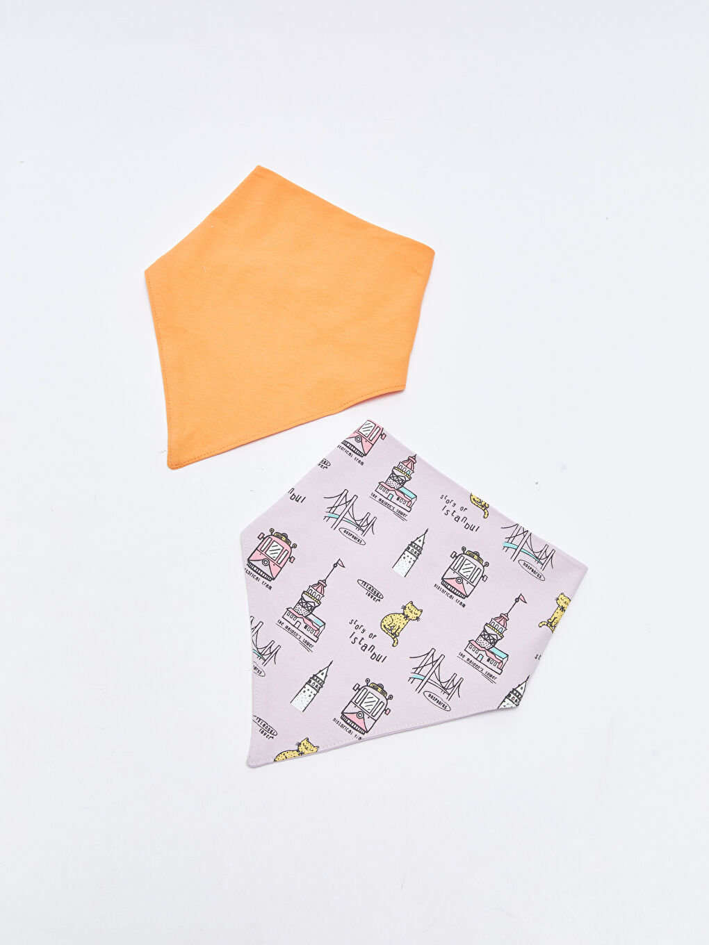 İstanbul Baskılı Kız Bebek Mama Önlüğü 2'li-1