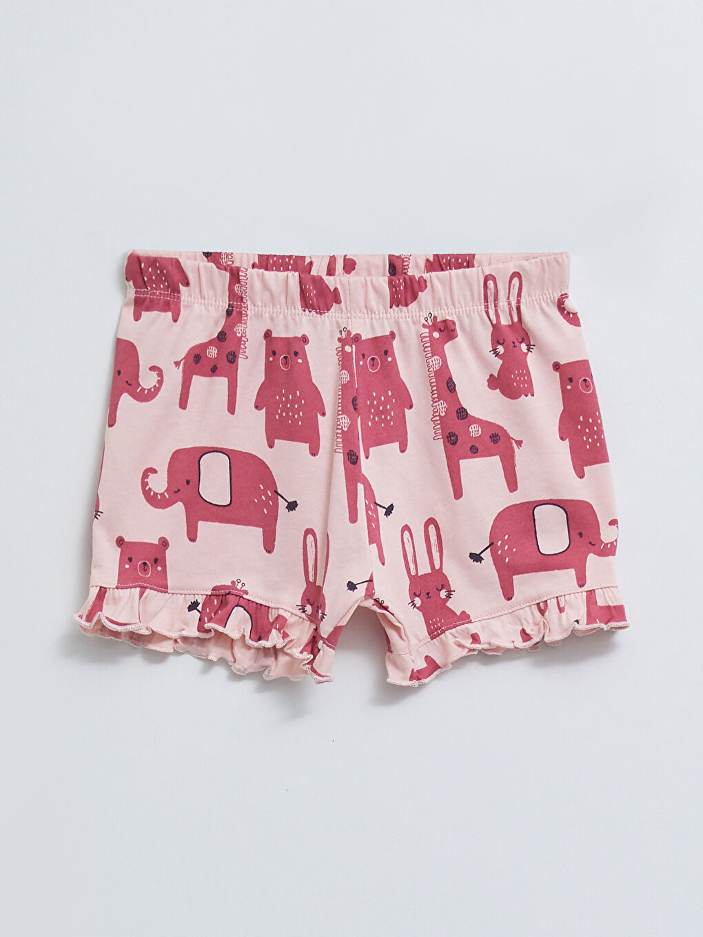 Crew Neck Short Sleeve Printed Cotton Baby Girl Pajamas Set-2