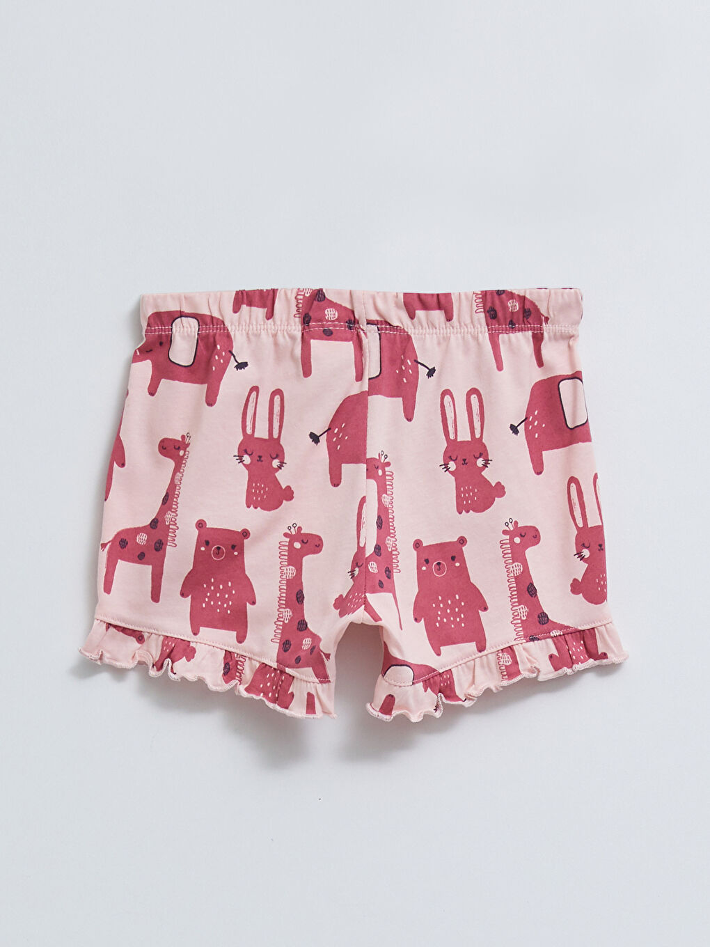 Crew Neck Short Sleeve Printed Cotton Baby Girl Pajamas Set-4