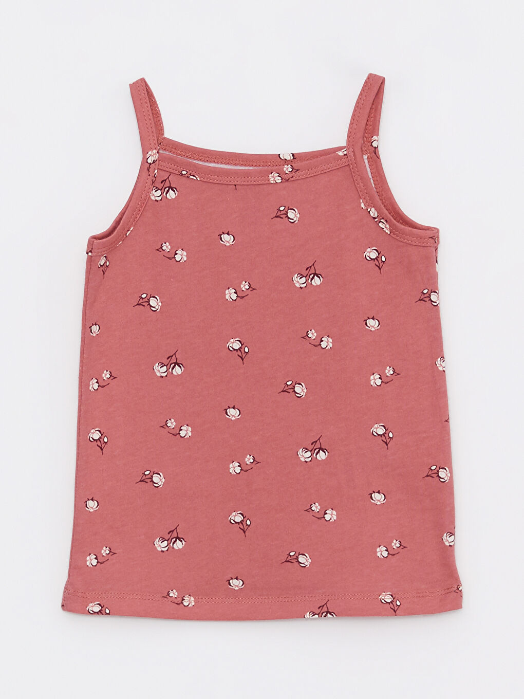 Pembe Kare Yaka Askılı Pamuklu Kız Bebek Atlet 3'lü-1