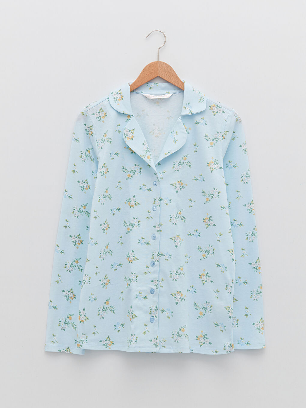 Pidžama komplet sa kragnom, cvetni, dugi rukav, pamuk, za žene-7