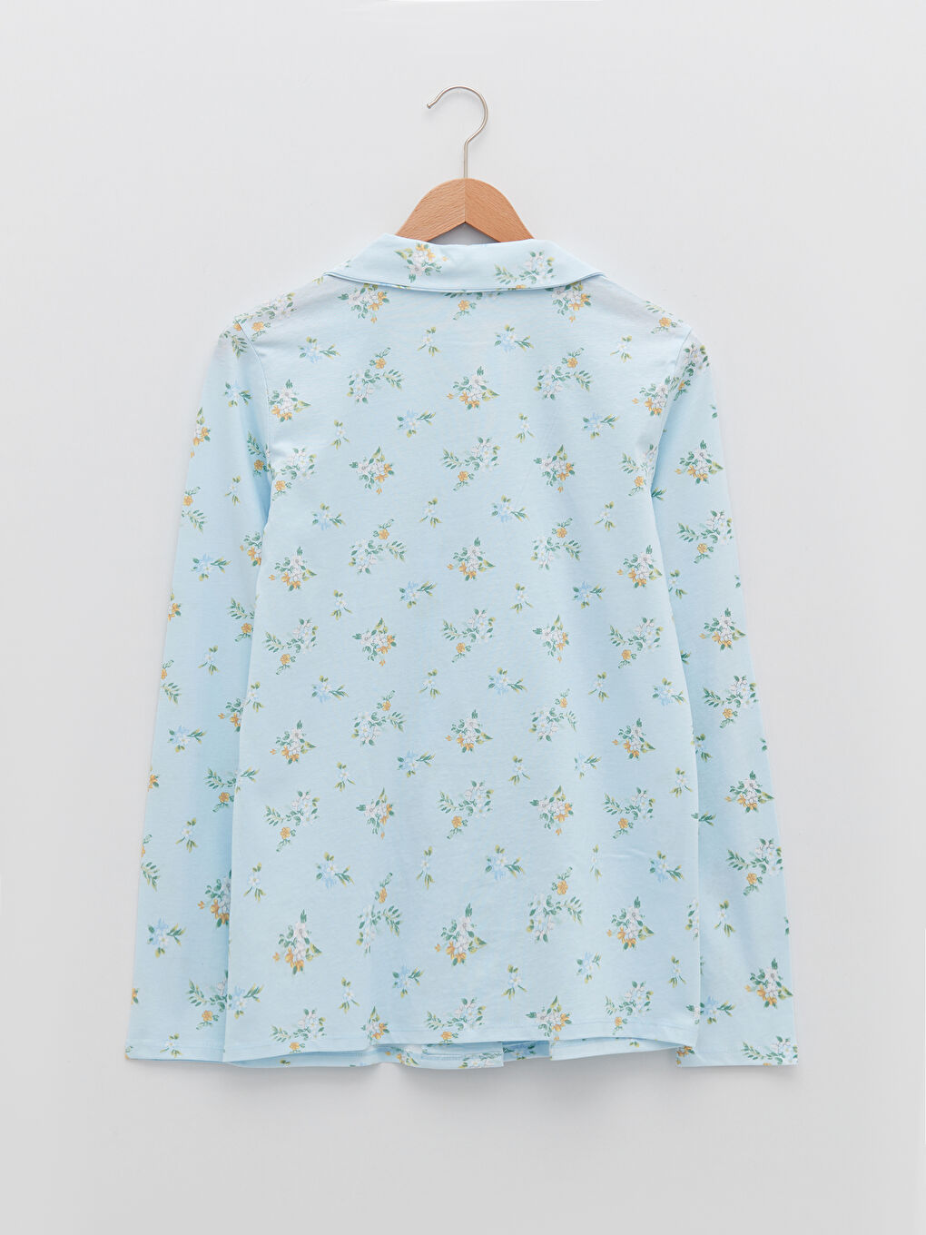 Pidžama komplet sa kragnom, cvetni, dugi rukav, pamuk, za žene-8