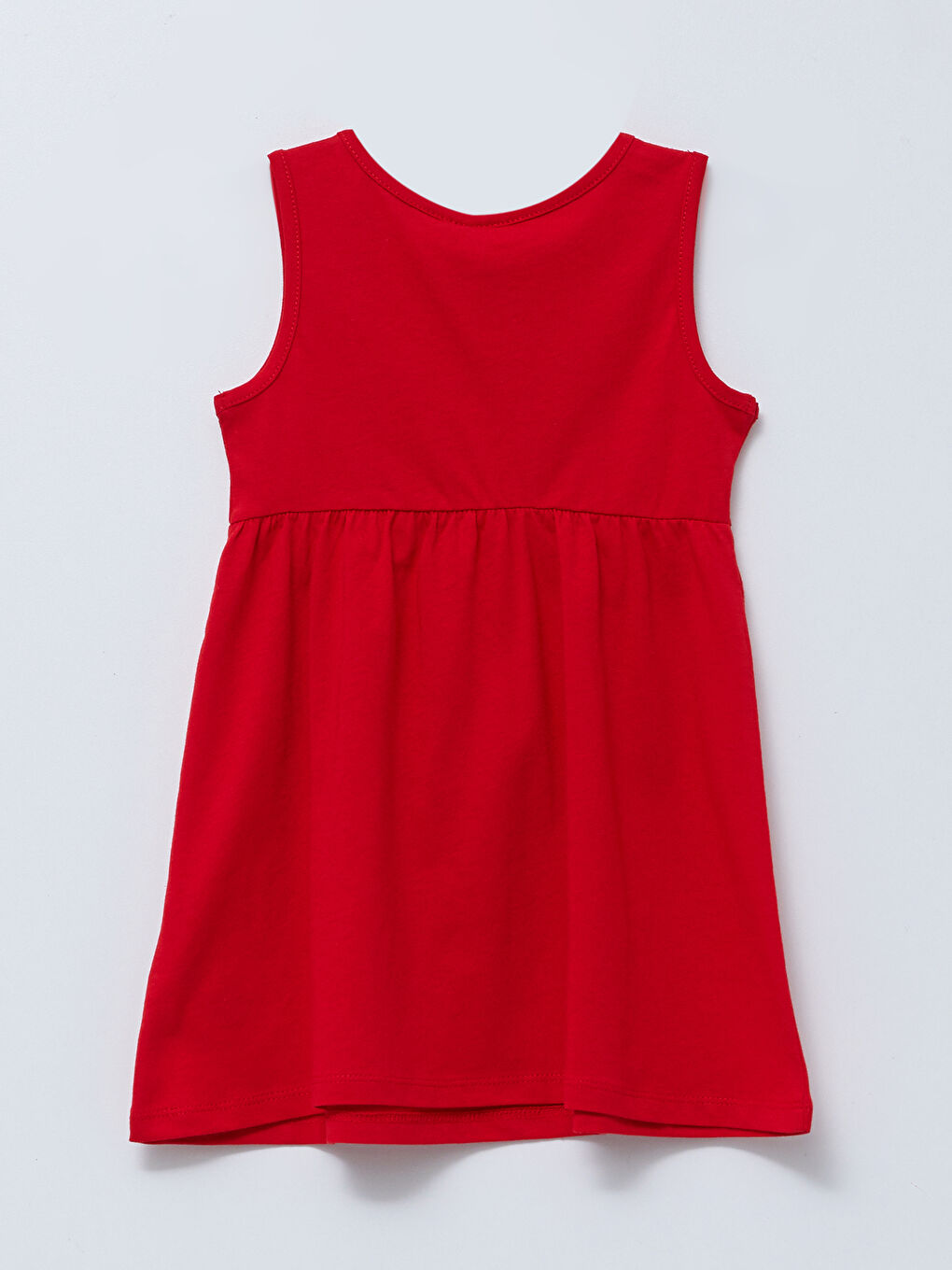 Crew Neck Minnie and Mickey Mouse Printed Cotton Baby Girl Dress-1